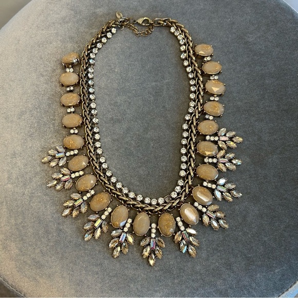 ALDO tan brown aurora borealis teardrop chain statement necklace wedding prom - Picture 3 of 10
